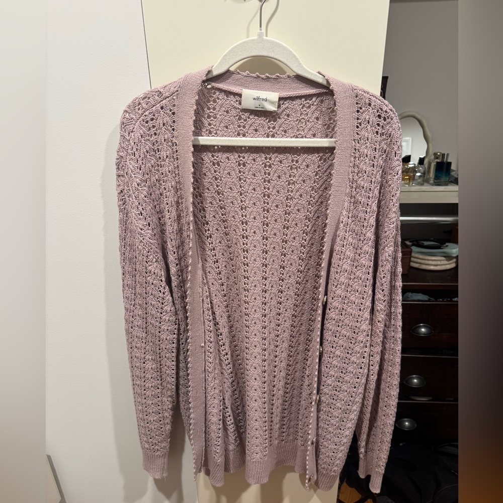 Wilfred “Ajour Eyelet Knit” Cardigan – Dusty Mauve / Blush Lilac – Size M